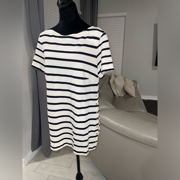 Escada Tops - ESCADA Striped Side Snap Button Tunic blouse 42